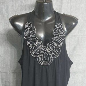 Cato Black Top Silver Embellished Collar - XL